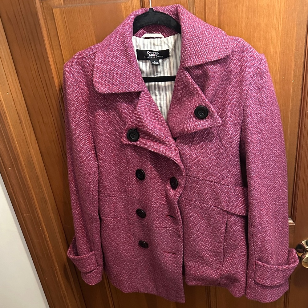 CoffeeShop Pink Double-Breasted Pea Coat